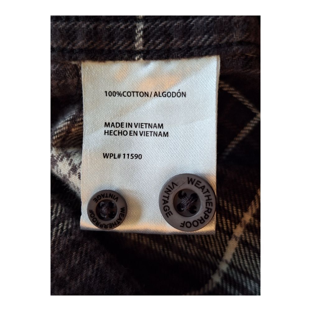 Weatherproof Vintage Flannel 100% Cotton Plaid Button Down Men's size XL Black - Picture 5 of 10
